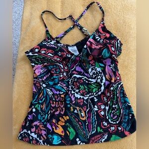 Anne Cole Colorful Paisley Print Strappy Tankini top size Large